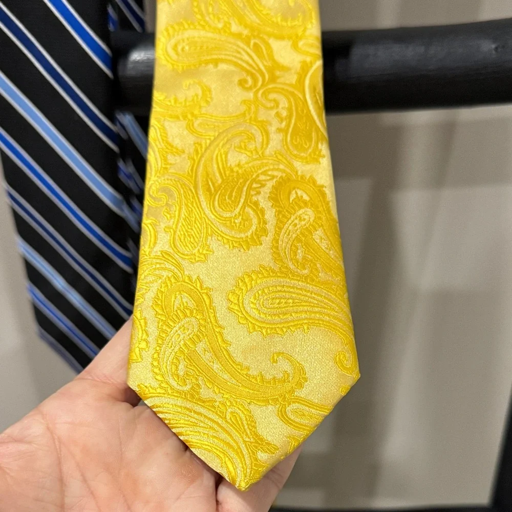 Youth Boys, Chaps Black/Blue tie and Bright Gold Tie Set